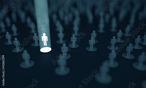 Conceptual image of choosing one person among several. photo