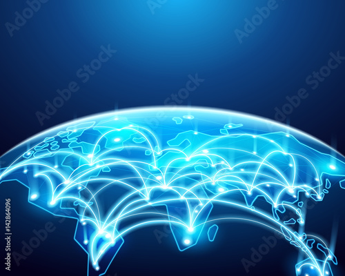 Abstract of world network, internet and global connection concept