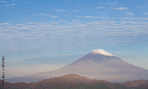 Top of Mt. Fuji and cloud in autumn morning