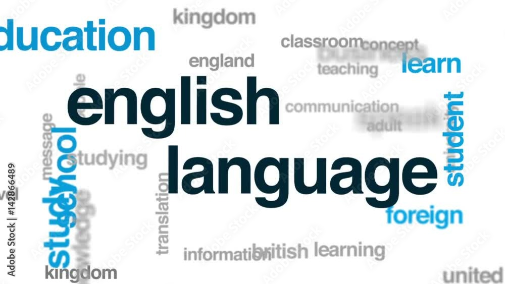 English language animated word cloud, text design animation. English language animated word cloud, text design animation.