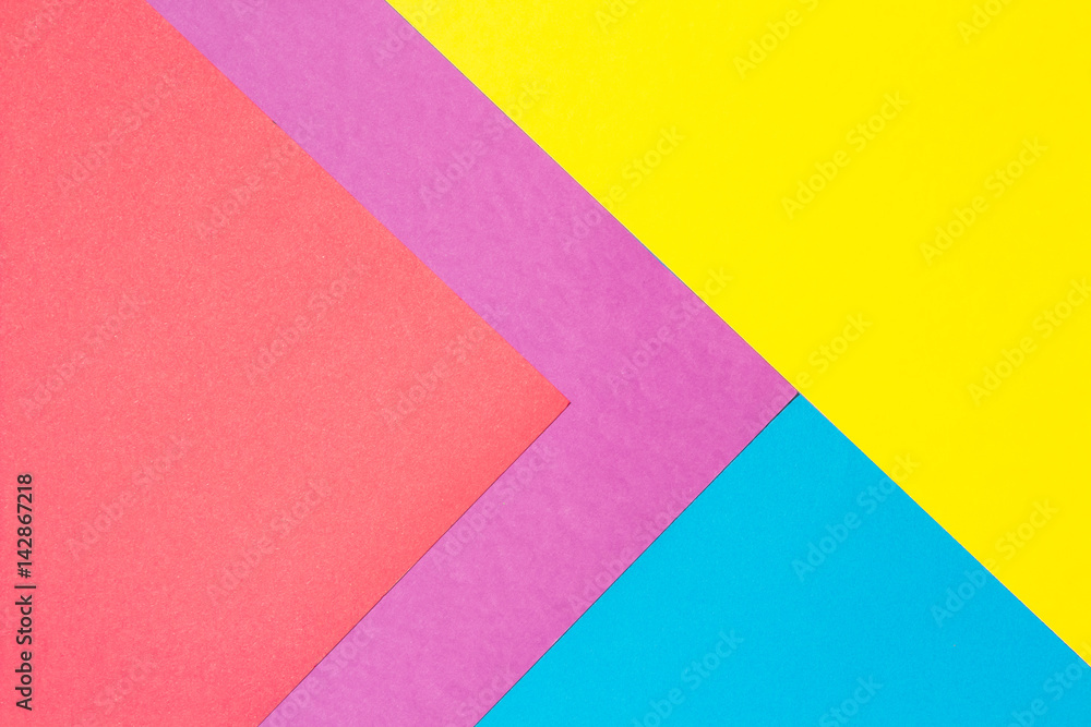 Composition with blue, purple, yellow and red sheets triangle Composition with blue, purple, yellow and red sheets triangle
