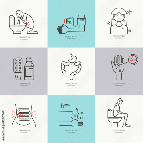 Diarrhea flat icons
