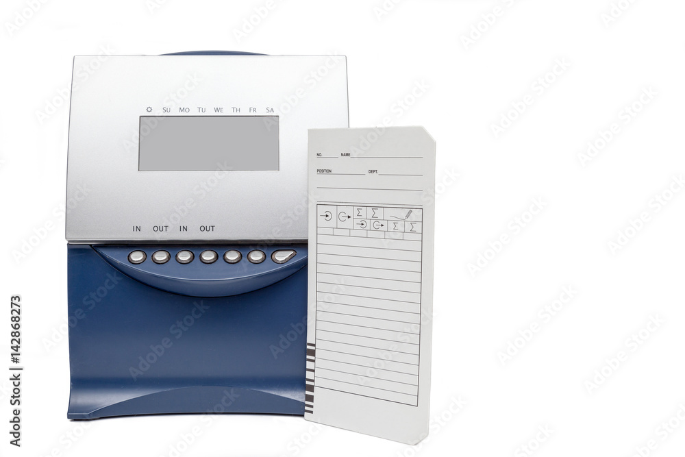 Time Recorder Machine on white background. Time Recorder Machine on white background.