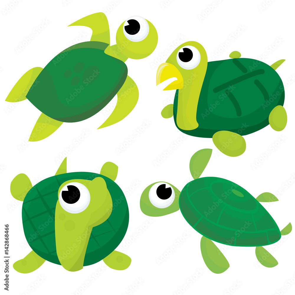 Naklejka premium Cartoon Turtle and Tortoise