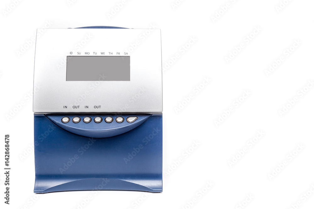 Time Recorder Machine on white background.