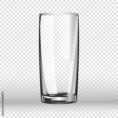 Realistic long drinking glass isolated on transparent background.