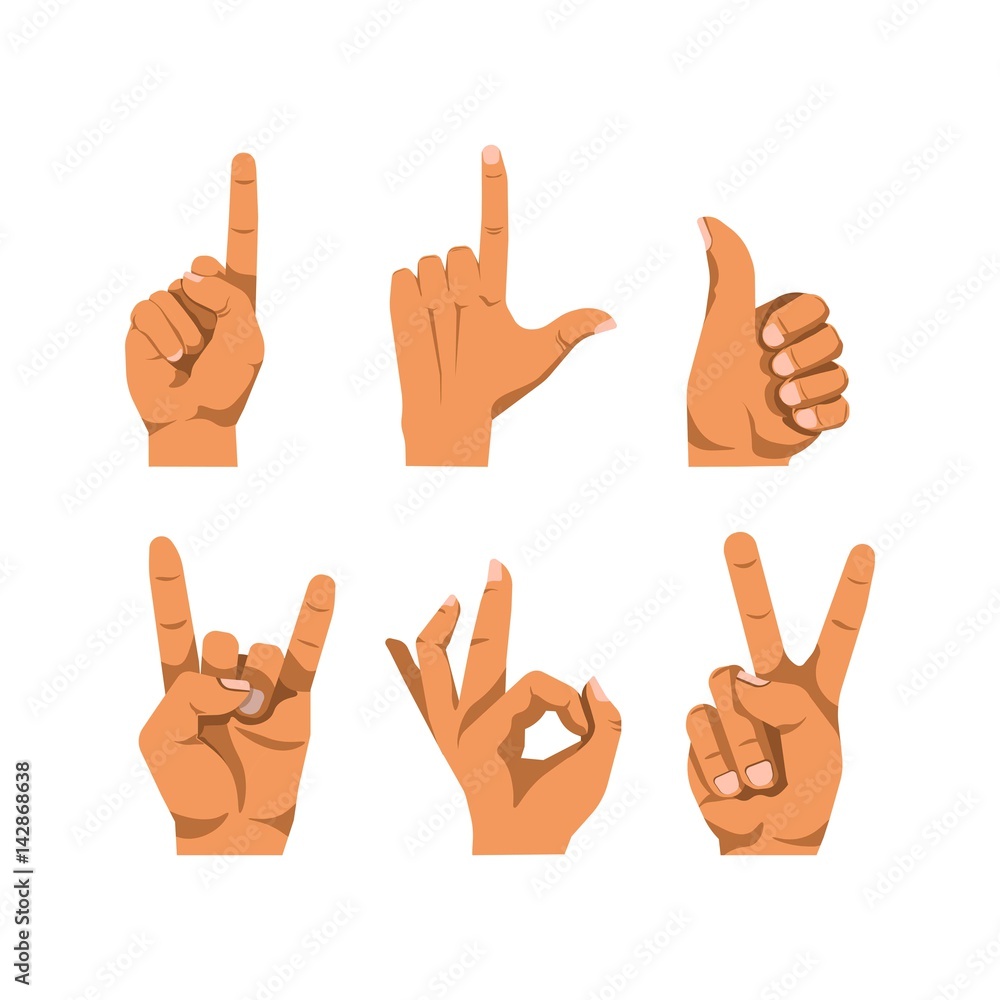 Human finger gesturing flat vector poster on white Human finger gesturing flat vector poster on white