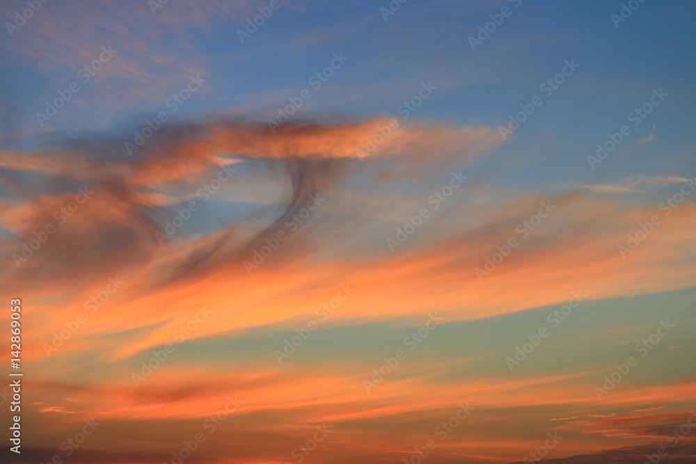 sunset beautiful colorful twilight in blue sky and cloud soft