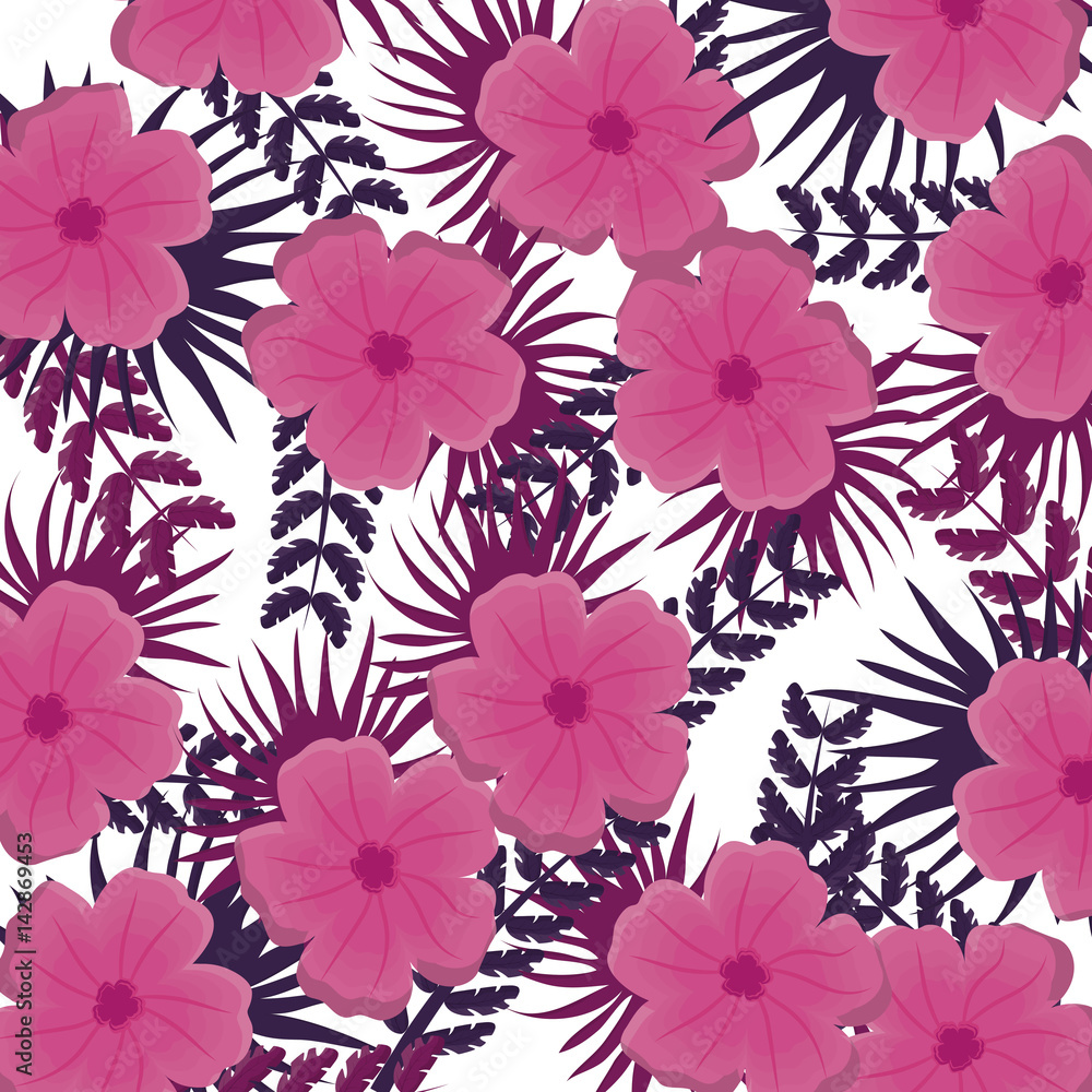 tropical flowers background. colorful design. vector illustration