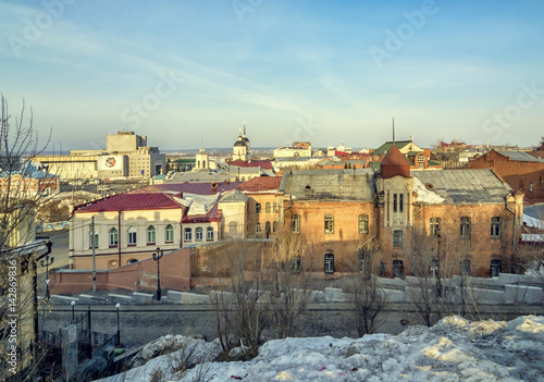 Obraz na płótnie old town landscape with grunge houses Tomsk Siberia Russia w salonie