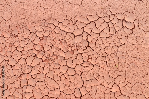 cracked clay ground into the dry season without water