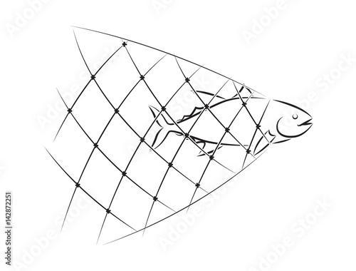 graphic net fishing, vector