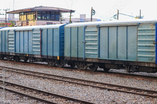 old train on railroad at the station