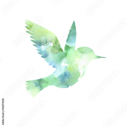 watercolor flying bird silhouette