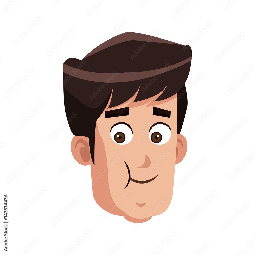 happy man face cartoon icon over white background. colorful design. vector illustration