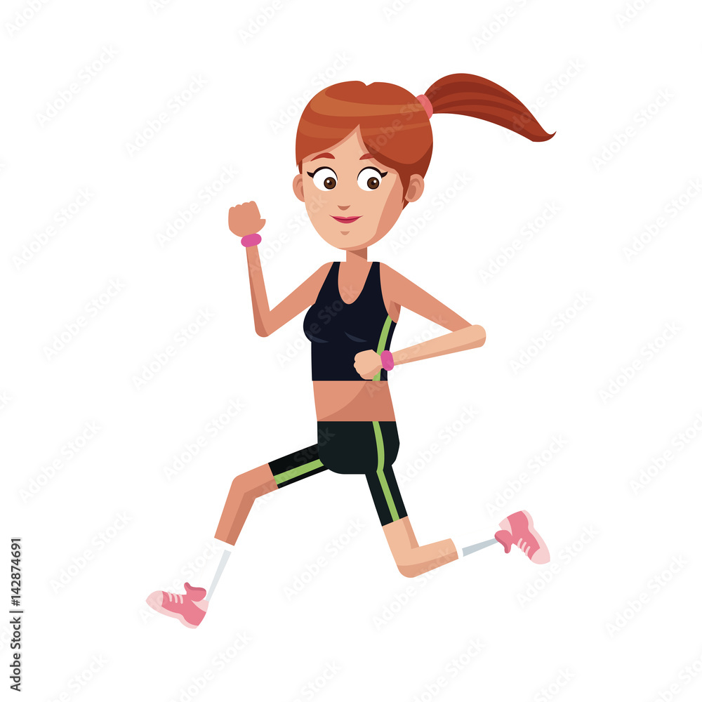 woman running cartoon icon over white background. colorful design. vector illustration woman running cartoon icon over white background. colorful design. vector illustration