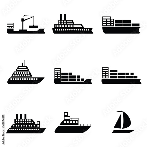 Ship and boat icon set