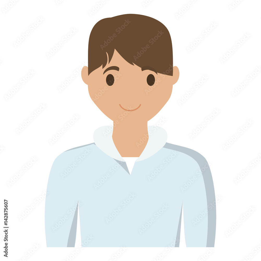 happy man wearing casual clothes cartoon icon over white background. colorful design. vector illustration