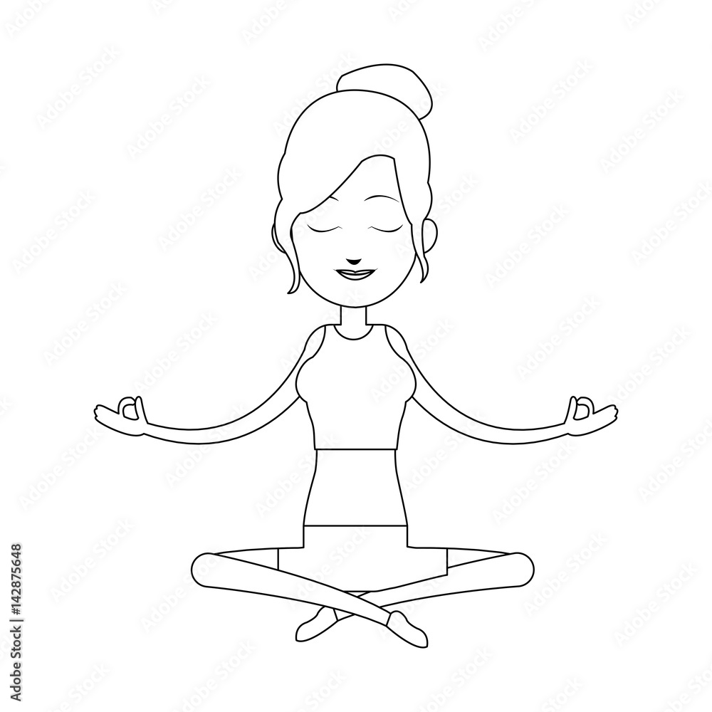 girl doing yoga, cartoon icon over white background. vector illustration