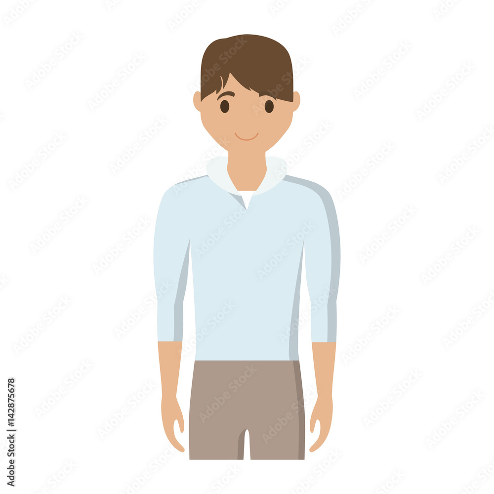 happy man wearing casual clothes cartoon icon over white background. colorful design. vector illustration happy man wearing casual clothes cartoon icon over white background. colorful design. vector illustration