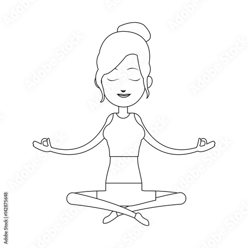 girl doing yoga, cartoon icon over white background. vector illustration