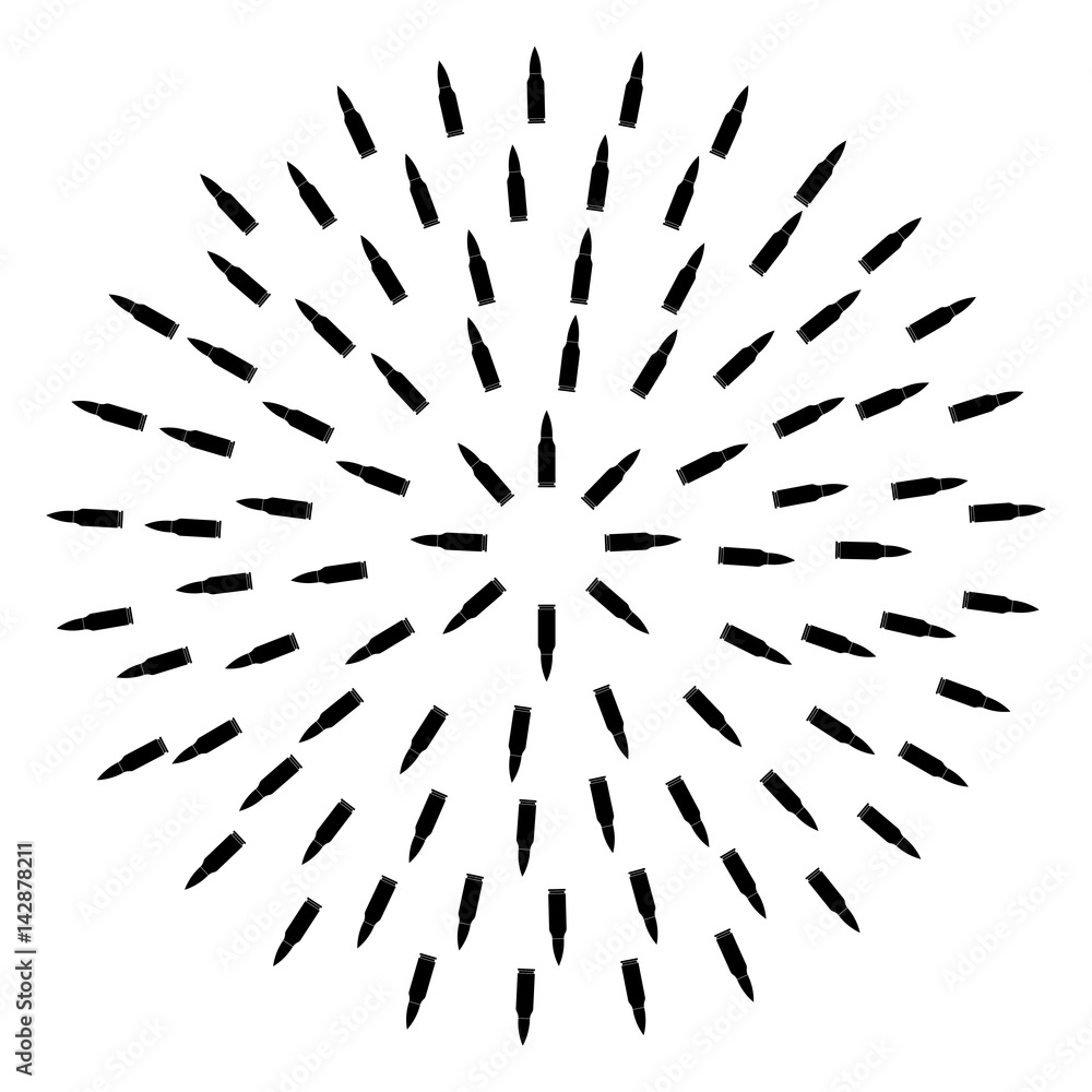 bullet circle. abstract ammunition. ammo machine gun. white background ...