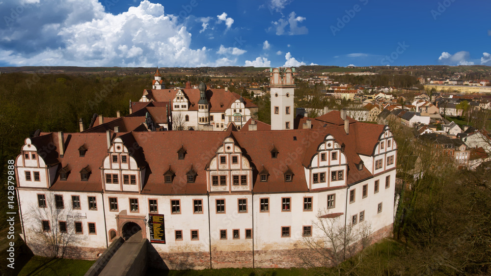 The Castle Glauchau in Germany aerial view