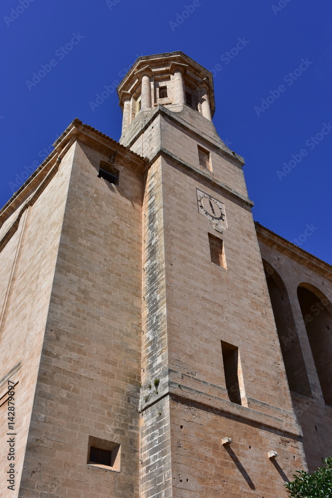 Village Llucmajor,parish church,island Majorca,Spain