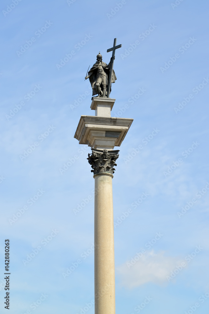 Column of the king Sigismund III against the background of the sky. Warsaw, Poland Column of the king Sigismund III against the background of the sky. Warsaw, Poland