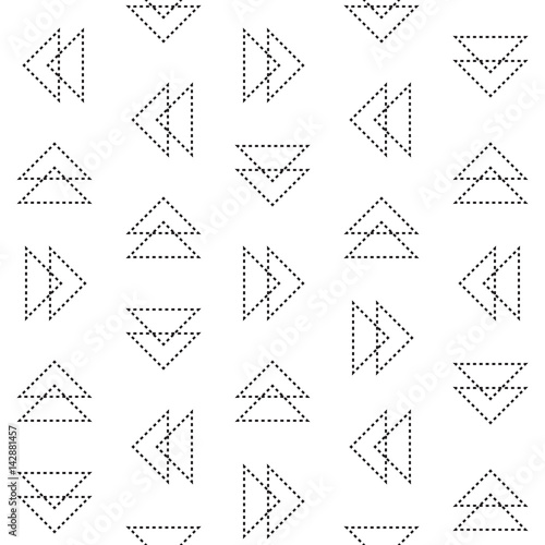 Dashed line triangles. Minimalistic seamless geometric vector pattern