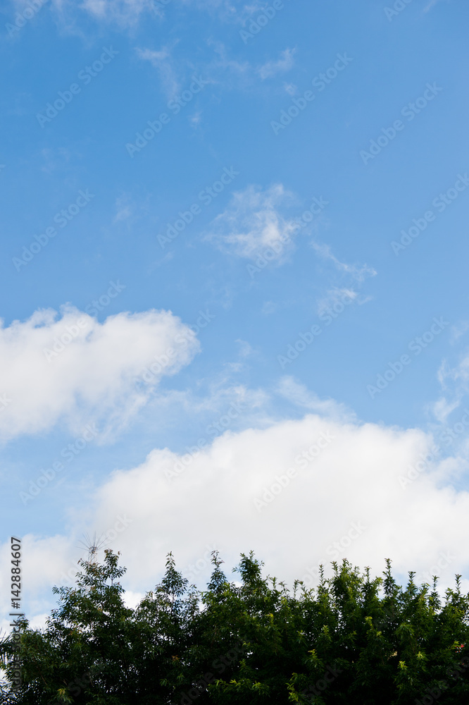 white clouds against blue sky for background.