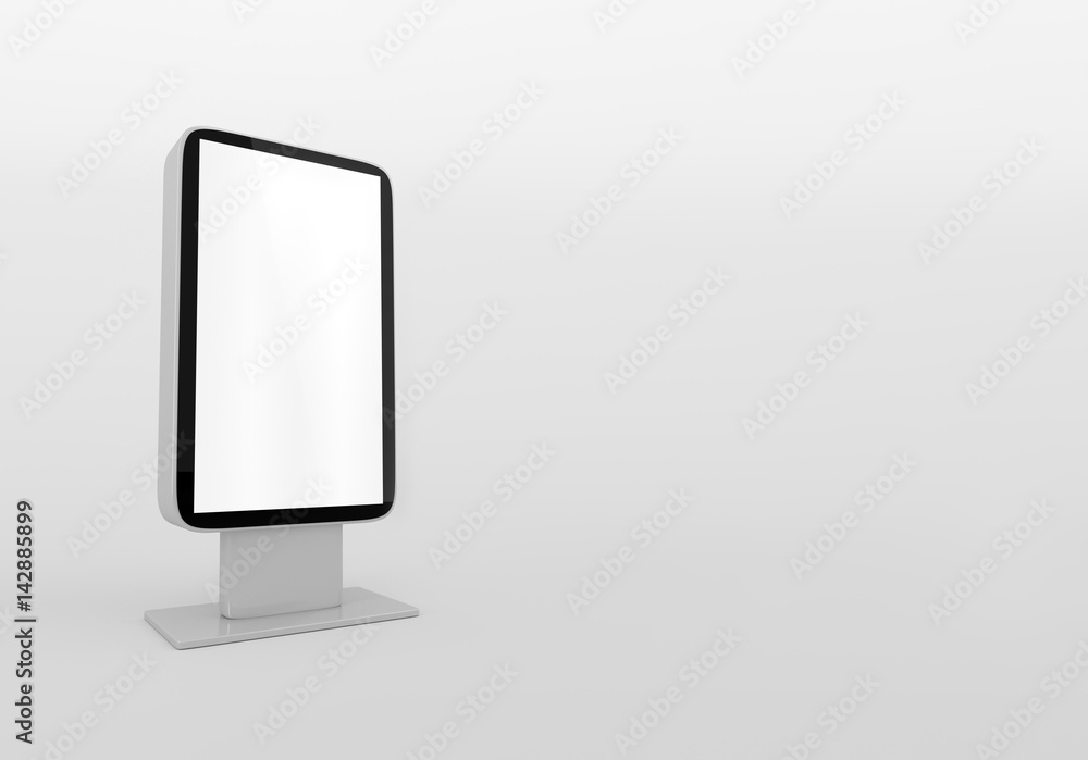 Outdoor Advertising Stand Display (empty banner lightbox) - mockup template isolated on white. 3D rendering Outdoor Advertising Stand Display (empty banner lightbox) - mockup template isolated on white. 3D rendering
