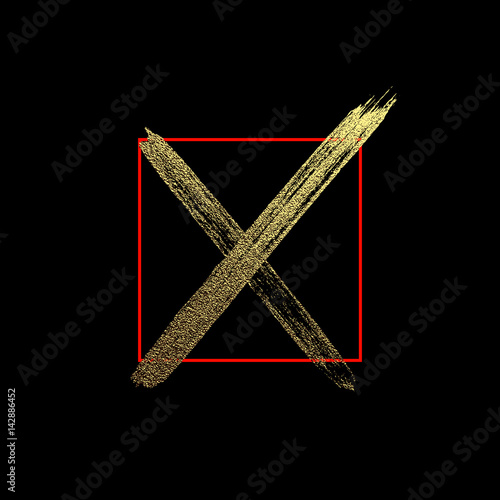 Gold Brush check marks icons set