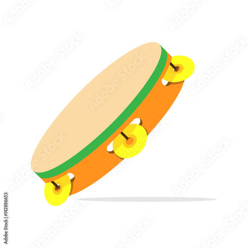 Tambourine on white background. Vector illustration.
