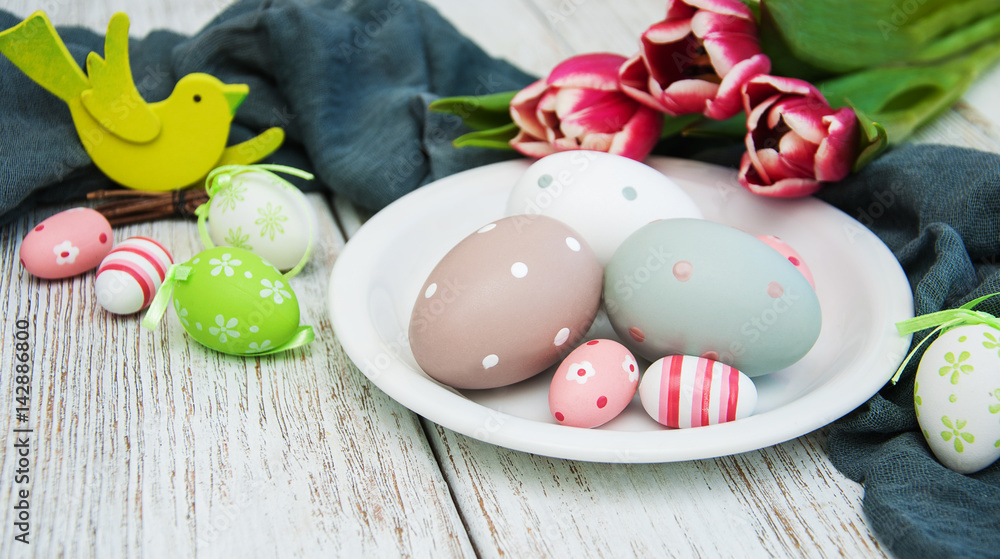 Easter eggs and tulips Easter eggs and tulips
