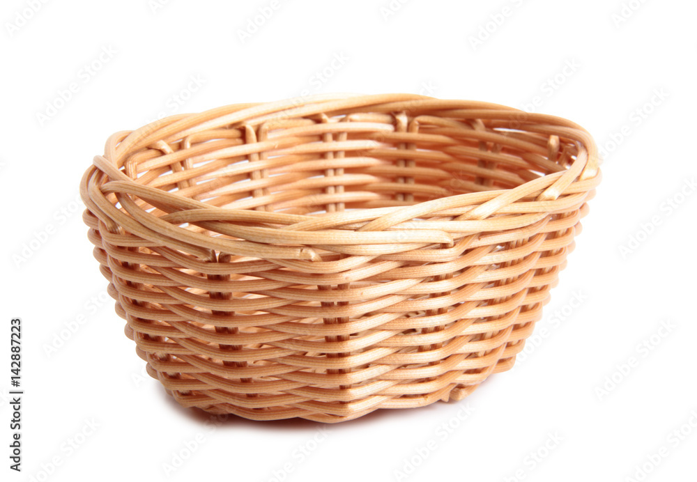 Wicker basket for bread on white background Wicker basket for bread on white background