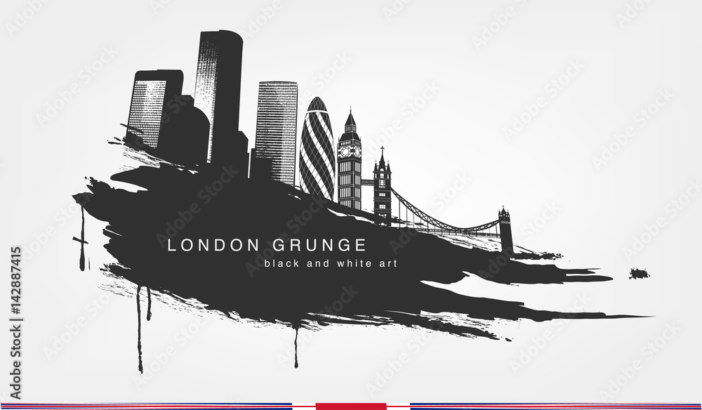 Obraz premium black spot watercolors. Abstract texture grunge with london city