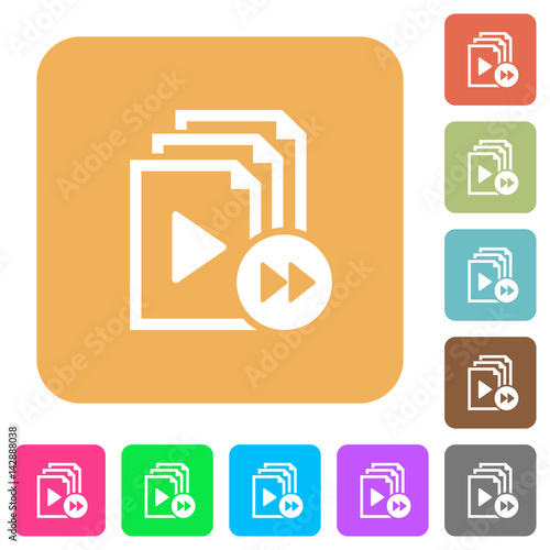 Playlist fast forward rounded square flat icons