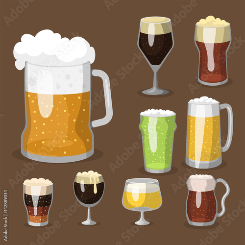 Alcohol beer vector illustration refreshment brewery and party dark beverage mug frosty craft drink.