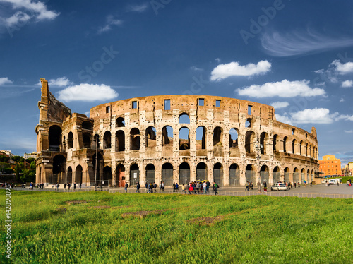 Canvas Print Roman Colosseum with copy space, Rome, Italy