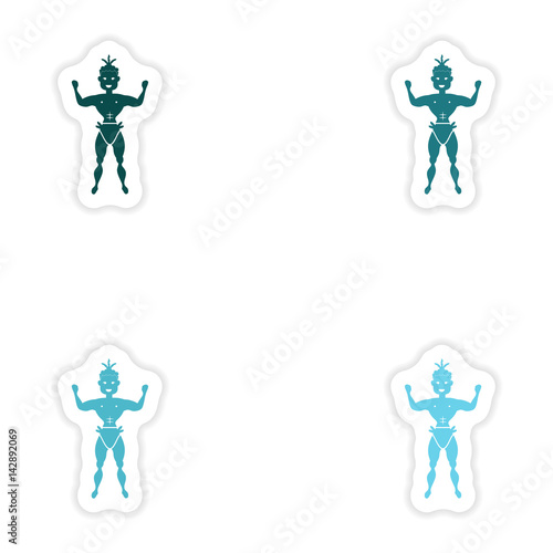 concept stylish paper sticker on white background carnival man