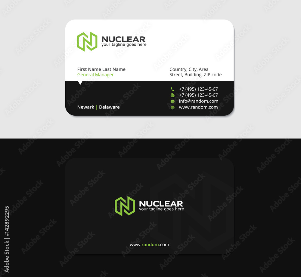 black matte business card design template with green letter N black matte business card design template with green letter N