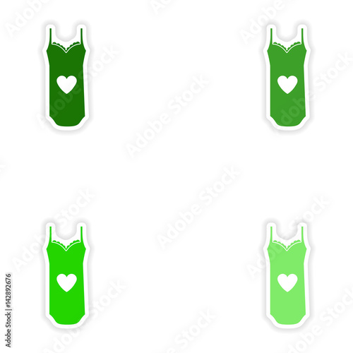 concept stylish paper sticker on white background nightdress