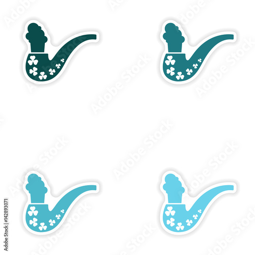 concept stylish paper sticker on white background smoking pipe