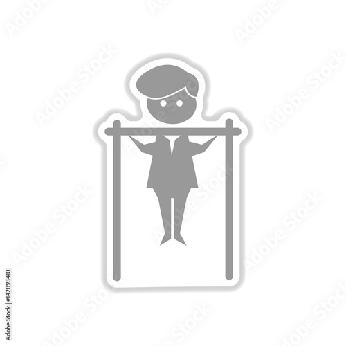 paper sticker on white background man horizontal bar