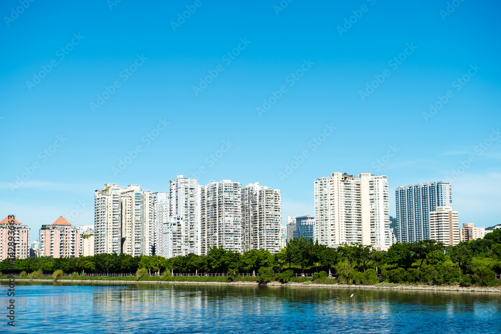 Obraz premium modern city landscape with group of highrise.
