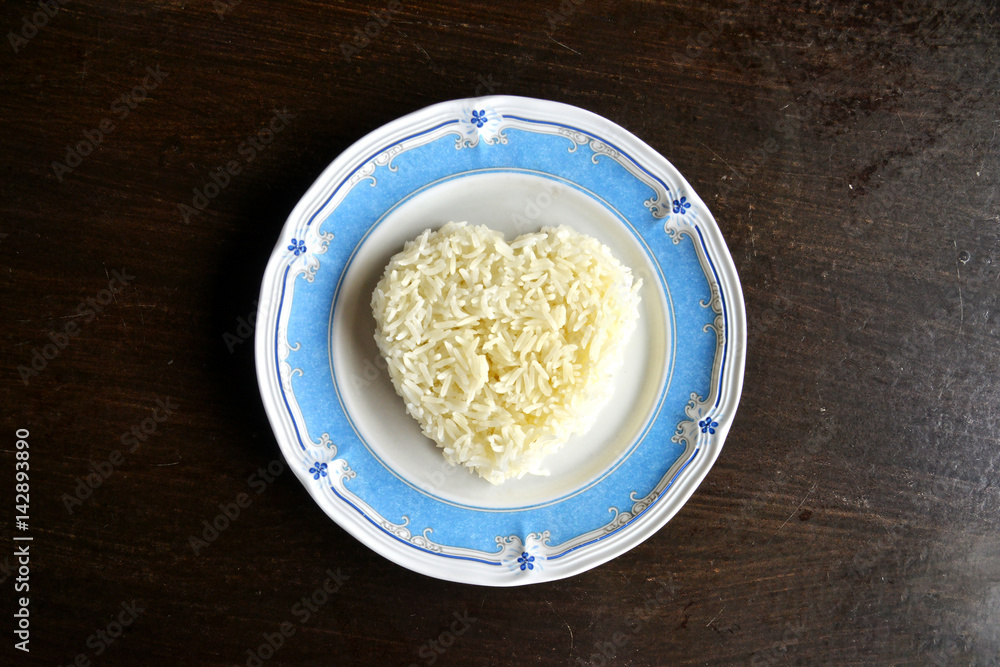 Heart Shape Rice in the Disk