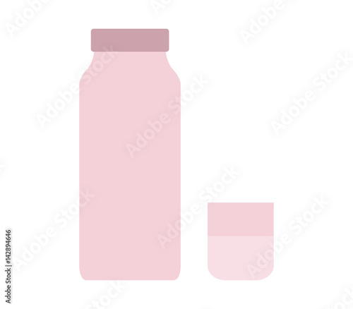 Icon bottle of milk with glass