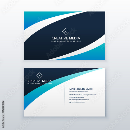 awesome blue wave business card design