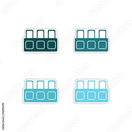 Set of paper stickers on white background tribune judge 